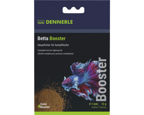 Dennerle Betta Booster hoofdvoer voor kempvissen als granulaat met 1 millimeter diameter en 12 gram inhoud