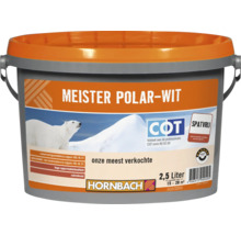 Emmer met Meister Polar-Wit muurverf 2,5 liter van Hornbach voor hoge oppervlaktekwaliteit en spatvrij resultaat.