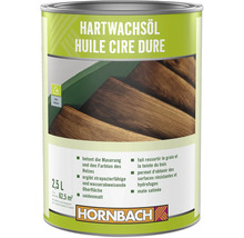 Blik Hornbach hardwaxolie voor gebruik binnenshuis, zijdemat, beschermt en benadrukt de houtnerf, 2,5 liter verpakking.