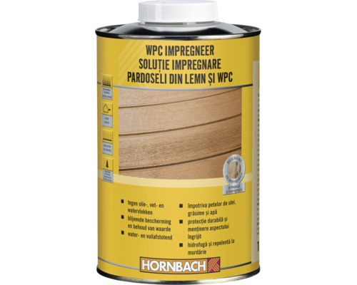 WPC impregneermiddel voor houten en WPC terrasplanken voor bescherming tegen olie vet en watervlekken Hornbach Logo