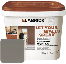 Emmers met Elabrick lijmmortel, 15 kilogram, gebruiksklare lijm voor steenstrips, wandafwerking.