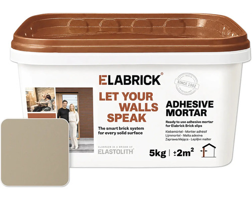 Elabrick lijmmortel voor steenstrips 5 kilogram in emmer voor circa 2 vierkante meter