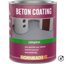 Betoncoating van Hornbach met zijdeglans, stootvast, krasvast en weerbestendig, zeer geschikt voor vloeren. (Image AI modified or generated)