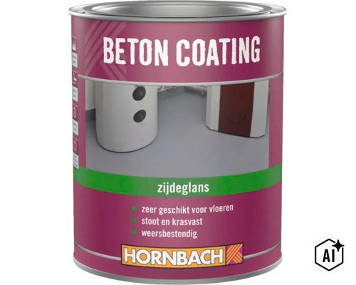 Bus met zijdeglanzende betoncoating voor vloeren binnen en buiten Hornbach logo (Image AI modified or generated)