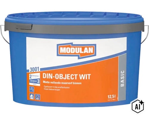 Modulan DIN Object muurverf mat voor binnen in een emmer van 12,5 liter (Image AI modified or generated)