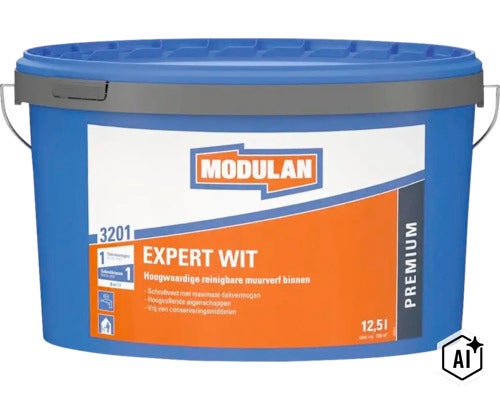 Modulan Expert Wit muurverf voor binnen in emmer 12,5 liter (Image AI modified or generated)