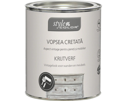 Een blik StyleColor krijtverf voor muren en meubels met een vintage uitstraling.