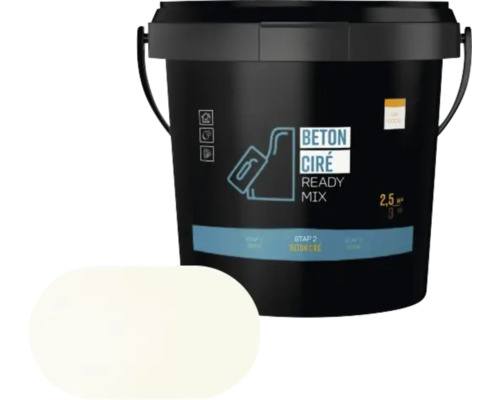 Kunststof emmer met gebruiksklare Beton Cire mix voor wanden en vloeren binnenshuis