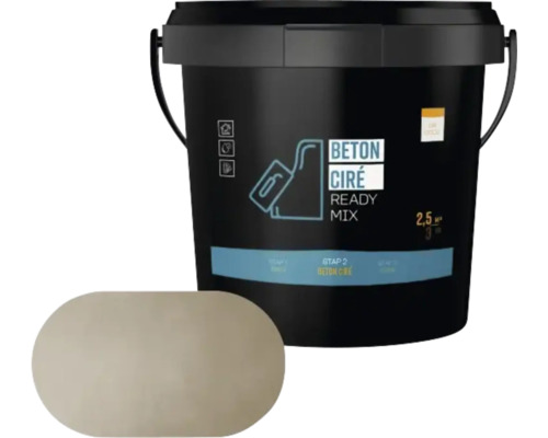 Een emmer Beton Cire Ready Mix voor wand- en vloerafwerkingen voor oppervlaktebehandeling.