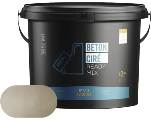 Een emmer Beton Cire Ready Mix voor wand- en vloerafwerkingen voor het decoreren van oppervlakken.