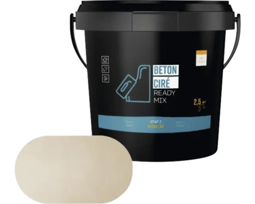 Emmer met Beton Cire Ready Mix voor 2,5 vierkante meter.