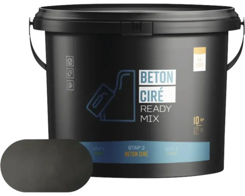 Emmer met Beton Cire Ready Mix voor 10 vierkante meter, 12 kilogram inhoud.