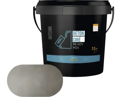 Kunststof emmer met gebruiksklare Beton Cire mengsel voor wand- en vloerafwerking