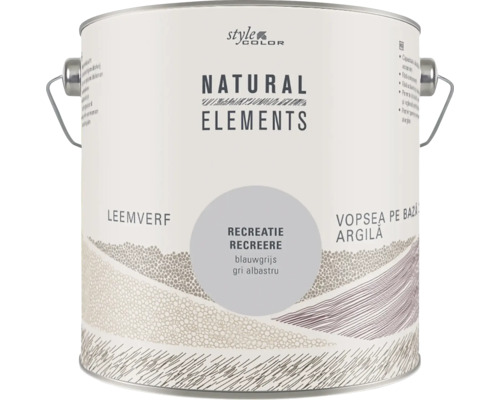 Een blik Style Color Natural Elements leemverf in de kleur Recreatie blauwgrijs.