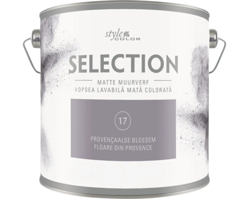 Style Color Selection matte muurverf Provençaalse Bloesem in een verfblik met handvat