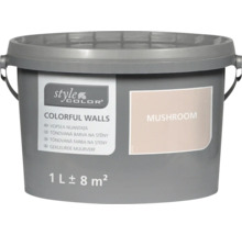 Style Color muurverf Colorful Walls Mushroom in verpakking van 1 liter voor circa 8 vierkante meter.