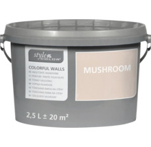 Kunststof emmer met 2,5 liter Style Color muurverf in de kleur Mushroom voor 20 vierkante meter