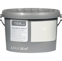 Emmer StyleColor Colorful Walls muurverf in de kleur Ice met 2,5 liter inhoud voor circa 20 vierkante meter oppervlak.