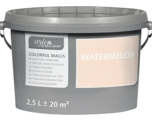 Emmer met 2,5 liter Style Color muurverf in de kleur Watermelon voor 20 vierkante meter oppervlak