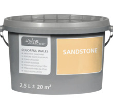 Emmer Style Color muurverf in de kleur Sandstone, 2,5 liter verpakking voor circa 20 vierkante meter muuroppervlak.