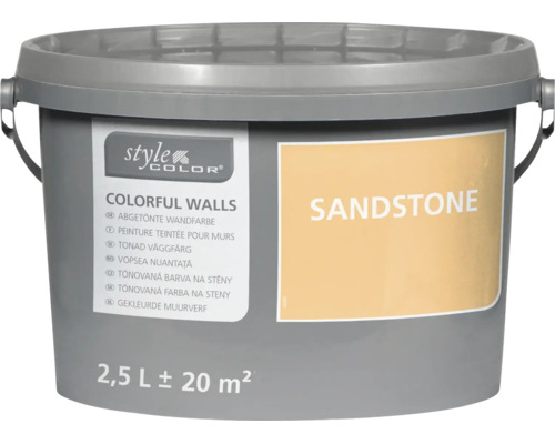 Emmer Style Color muurverf in de kleur Sandstone, 2,5 liter verpakking voor circa 20 vierkante meter muuroppervlak.