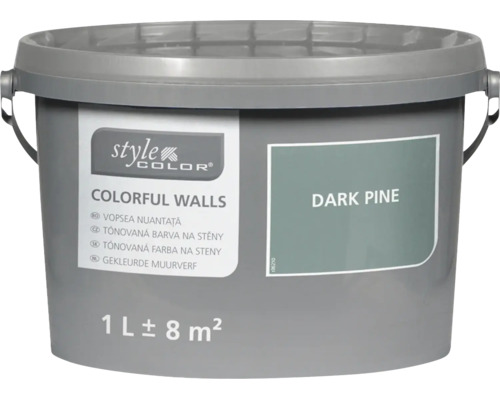 Eén liter verfemmer Style Color Colorful Walls in Dark Pine voor muurverf