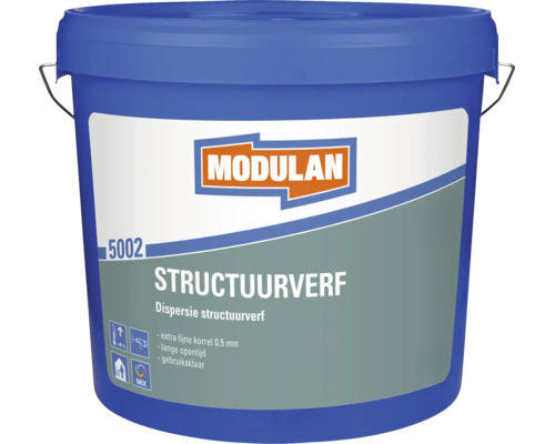 Modulan 5002 structuurverf dispersie in emmer met korrelgrootte van 0,5 millimeter voor binnen.