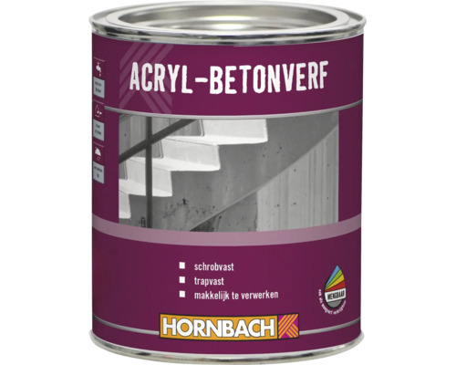 Blik Hornbach acryl betonverf met afbeelding van een betonnen trap voor binnen en buiten
