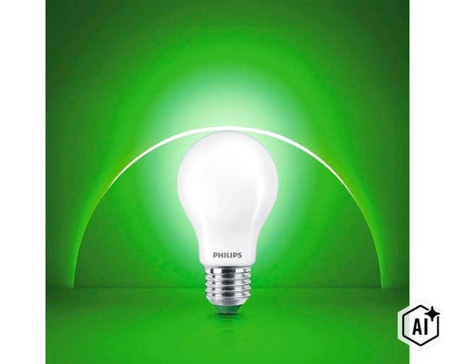 Philips ledlamp met E27 fitting in klassieke vorm (Image AI modified or generated)