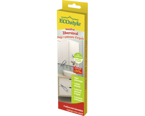 ECOstyle InsectFree zilvervisjesval met vier vallen met lokmiddel voor het bestrijden van zilvervisjes met vier weken effectiviteit