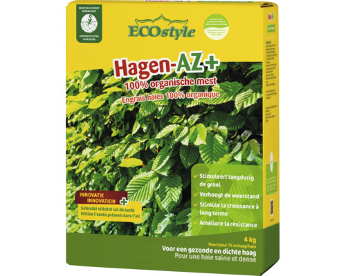 ECOstyle Hagen-AZ Plus biologische meststof voor heggen, verpakking van vier kilogram voor gezonde en dichte hagen