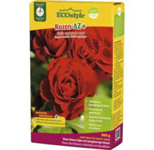Verpakking ECOstyle Rozen-AZ Plus rozenmeststof, 800 gram voor 25 rozen, organisch voor krachtige groei en langdurige bloei.