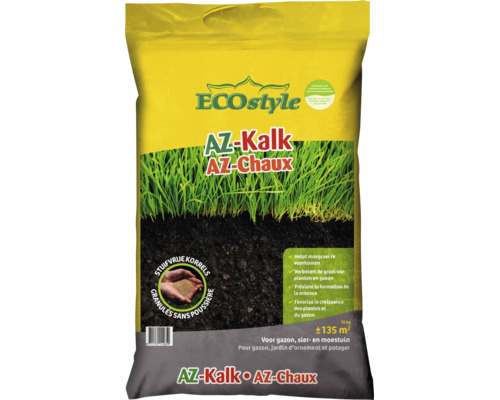 ECOstyle AZ-Kalk tuinkalk in 10 kilogram zak voor gazononderhoud en mosbestrijding voor 135 vierkante meter