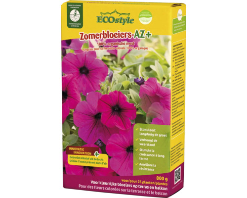 ECOstyle Zomerbloeiers AZ Plus 800 gram biologische meststof voor zomerbloeiers op terras en balkon