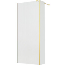 Walk-in douche met geribbeld glas en goudkleurig profiel inclusief stabilisatiestang