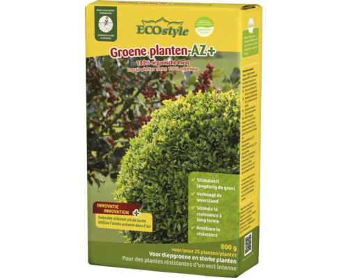 ECOstyle Groene planten-AZ+ organische meststof voor kamer- en tuinplanten in verpakking van 800 gram voor groei en weerstand
