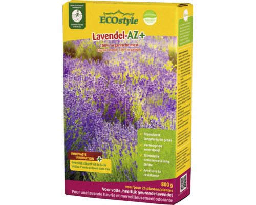Verpakking ECOstyle Lavendel AZ Plus, 800 gram organische meststof voor lavendel voor groei en verhoging van de weerstand.