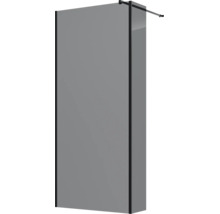 Walk-in douchewand met glas en zwart profiel inclusief stabilisator