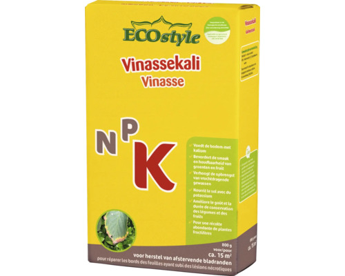 ECOstyle Vinassekali kalimeststof, 800 gram voor circa 15 vierkante meter voor gezonde planten en vruchten.