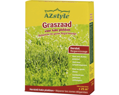 AZstyle graszaad voor kale plekken, 500 gram verpakking voor 25 vierkante meter.