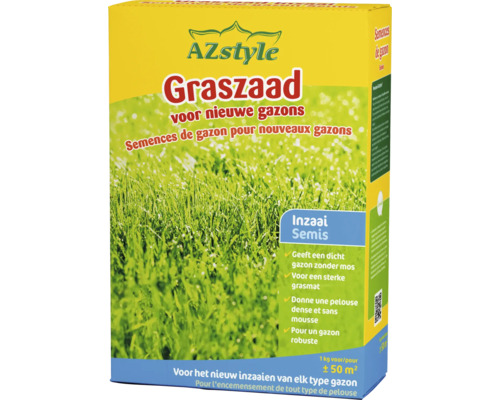 AZstyle graszaad voor nieuwe gazons 1 kilogram verpakking voor 50 vierkante meter