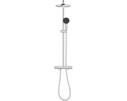 Grohe douchesysteem met thermostaatkraan, hoofddouche en handdouche voor wandmontage in de badkamer.