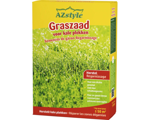 AZstyle graszaad voor herstel van kale plekken, verpakking van 1 kilogram voor 50 vierkante meter.