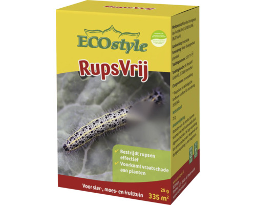 ECOstyle RupsVrij biologisch bestrijdingsmiddel tegen rupsen in 25 gram verpakking voor siertuin en moestuin