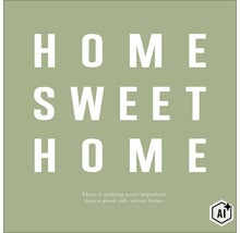 Wandbord met de tekst Home Sweet Home en de slogan Er is niets belangrijker dan een goed veilig en geborgen huis (Image AI modified or generated)