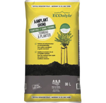 ECOstyle turfvrije aanplantgrond in een verpakking van 30 liter voor bodemverbetering en een snellere wortelgroei van planten.