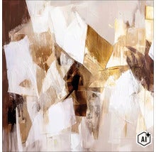 Abstract wandkunstwerk met geometrische vormen in verschillende texturen. (Image AI modified or generated)