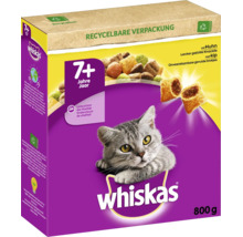 Whiskas 7 plus droogvoer voor katten met kip, 800 gram verpakking, droogvoer voor oudere katten ter ondersteuning van de vitaliteit.