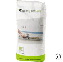 Zak met R Floorzz gietmassa vulmassa voor vloerelementen, 20 kilogram, voor droogbouw vloerverwarmingssystemen. (Image AI modified or generated)