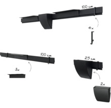 Set met wandrail 100 centimeter, plantenbak 25 centimeter en haken voor verticale wandbegroeiing